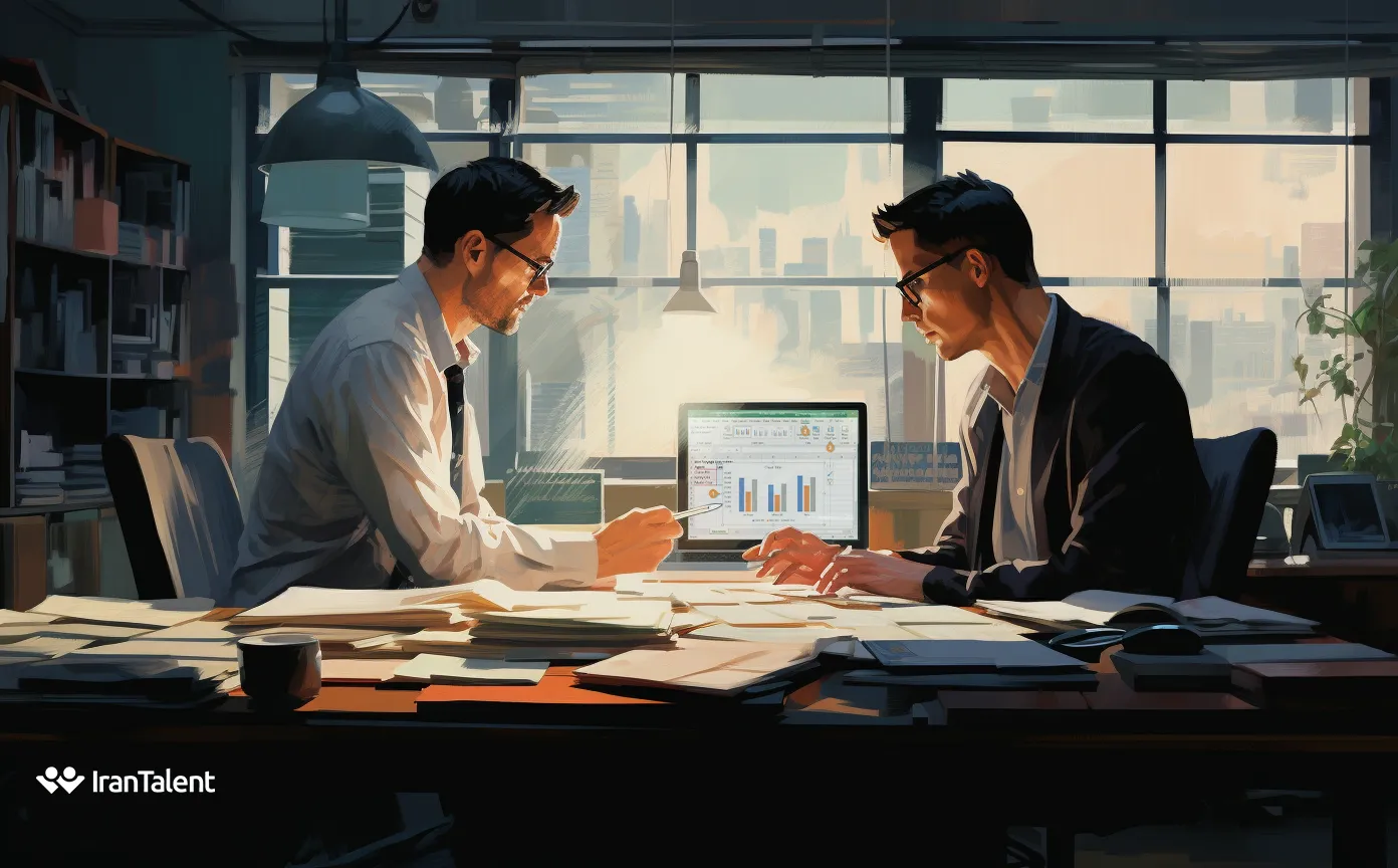 دو نفر از تیم منابع انسانی در جلسه