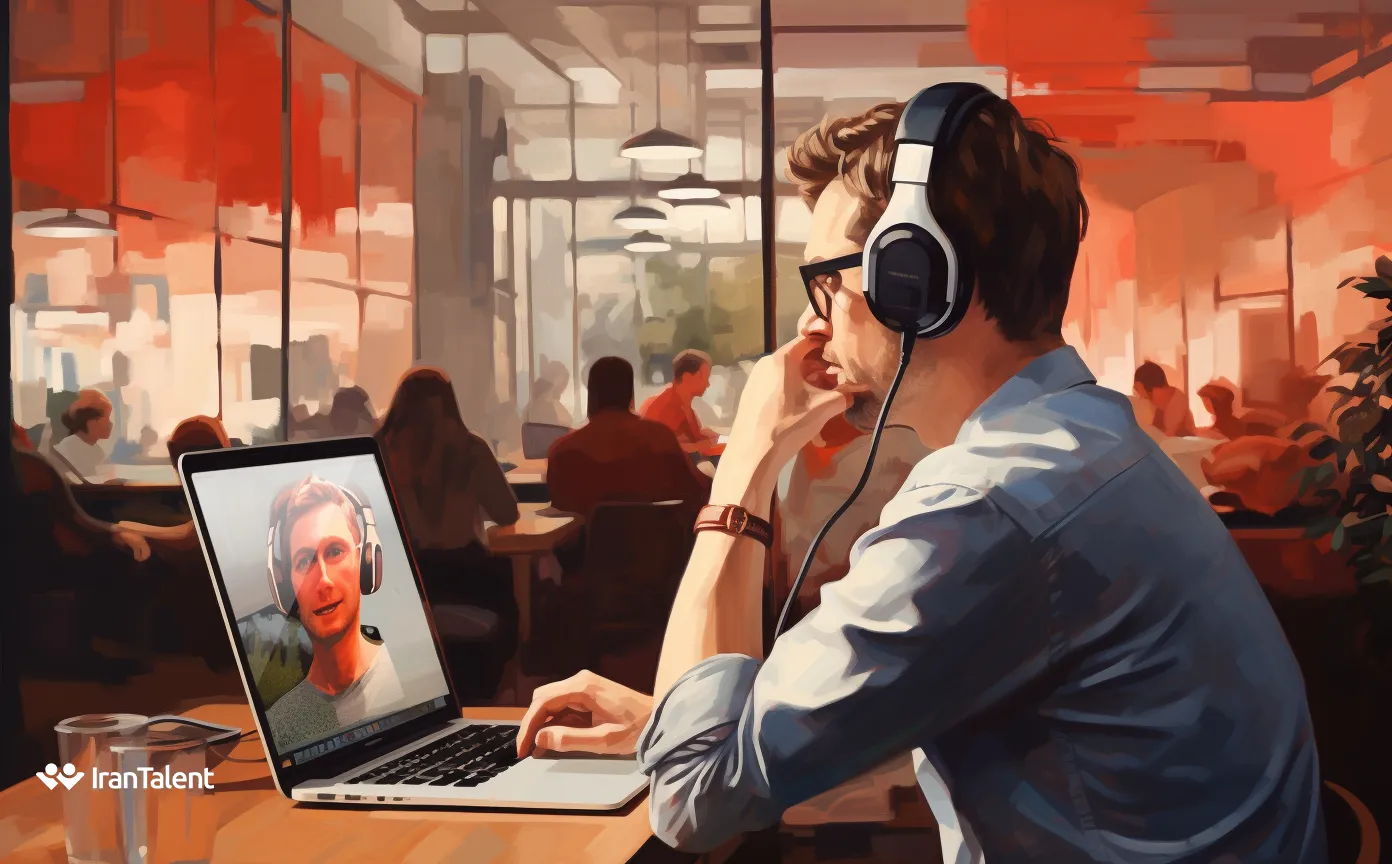فردی در حال بررسی رزومه و انجام مصاحبه
